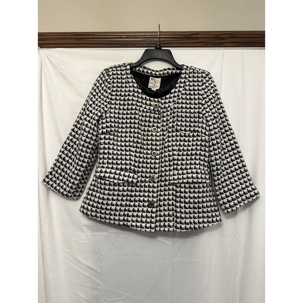 Anthropologie Tulle Tweed Blazer Fitted Jacket Blazer Lined Women’s Size Large